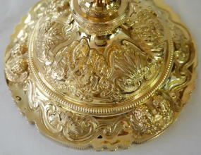 Ornate French antique solid silver gilt Baroque Chapel Set